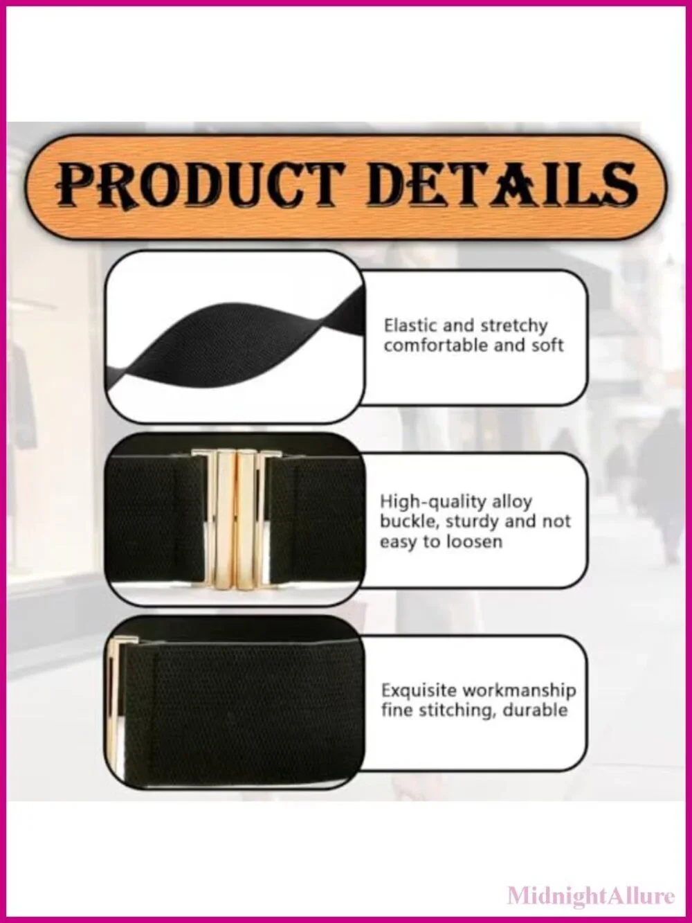 Women's Wide Elastic Waist Belt Set with Gold-Tone Buckle, Adjustable Stretch
